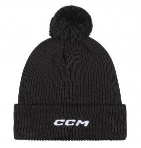 Zimní čepice s bambulí CCM Team Pom Knit černá